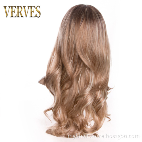 Body Wave Synthetic Hair Wig For Women,24 Inch afro wig cosplay,Blonde Ombre color Hair Long